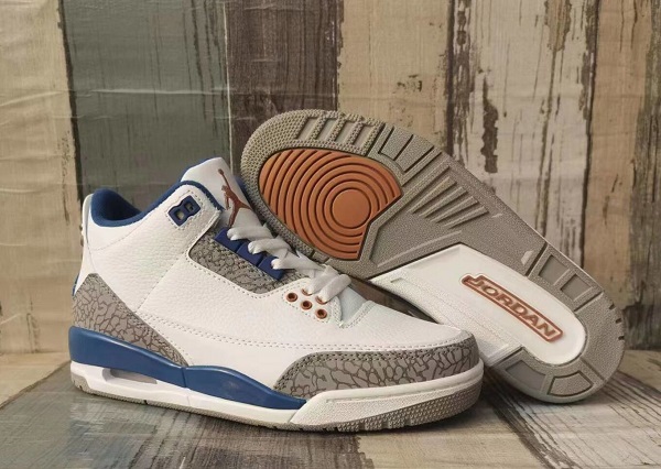 Men's Running weapon Air Jordan 3 White/Blue Shoes 074 Men's Running weapon Air Jordan 3 White/Blue Shoes 074